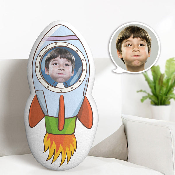Custom Face Pillow Rocket Astronaut Minime Doll Personalized Photo Gifts for Kids - Myphotomugs