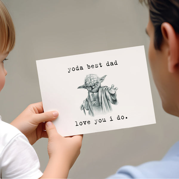 Funny Father's Day Card Star Wars Card Yoda Best Dad Card for Husband - Myphotomugs