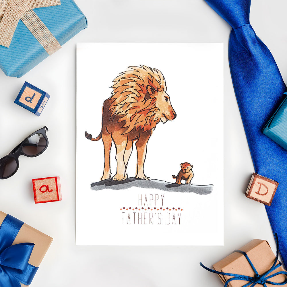 Father's Day Card Lion Father's Day Card Greeting Card for Dad - Myphotomugs