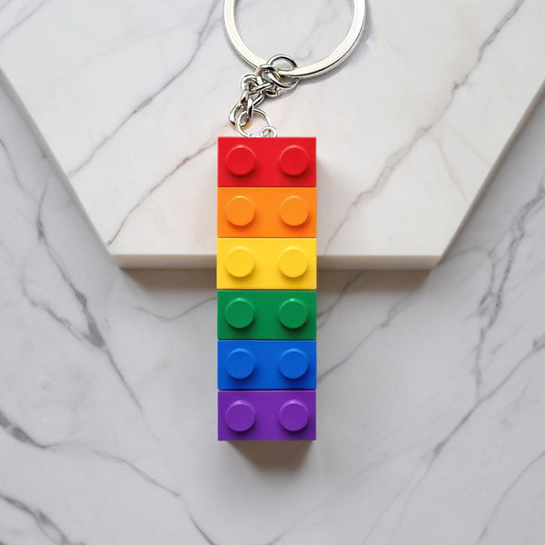 LGBT Keychain Gay Pride Keychain Rainbow Blocks Keychain Ribbon Punk Keyring - Myphotomugs