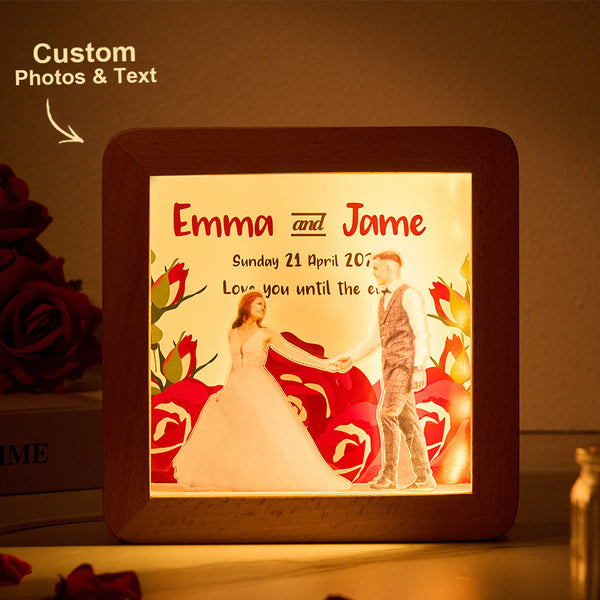 Personalized LED Lighted Photo Frame With Text Perfect Couple Wedding Anniversary Gift - Myphotomugs
