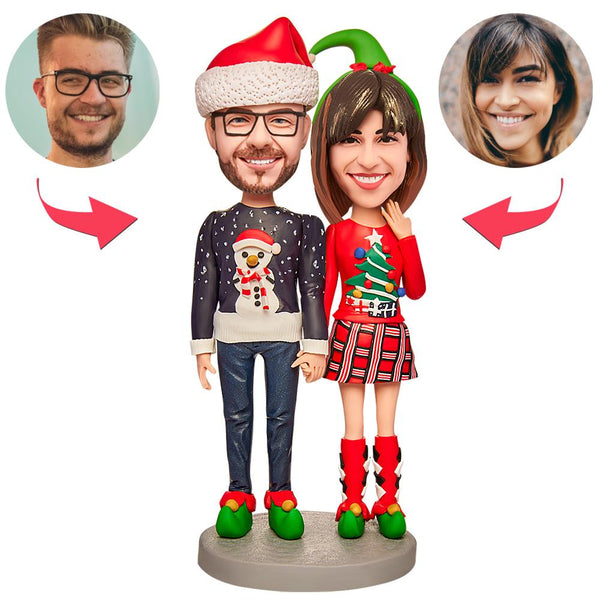 Christmas Gift Lovers Suit Custom Bobblehead with Engraved Text - Myphotomugs