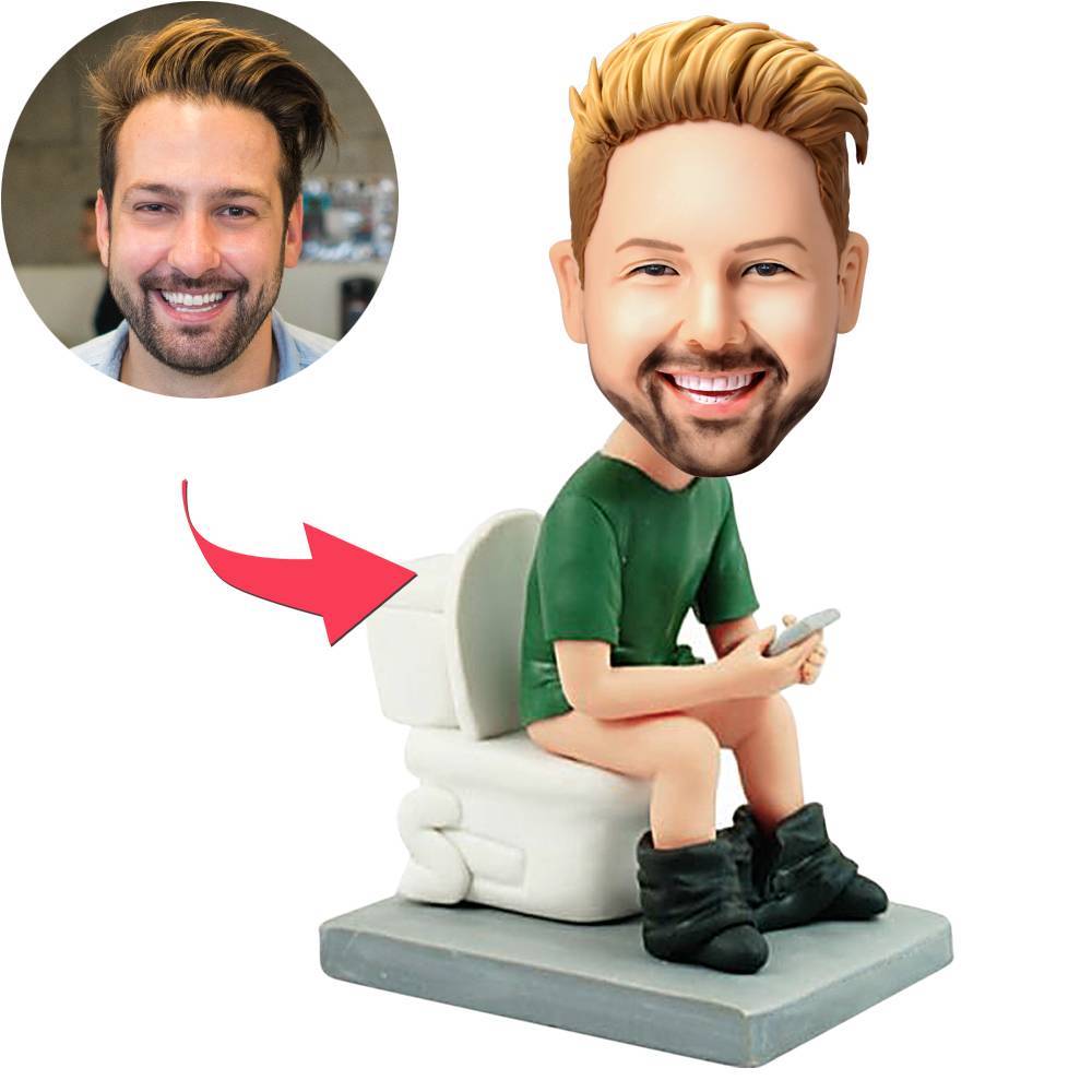 The Man On The Toilet Custom Bobblehead With Engraved Text