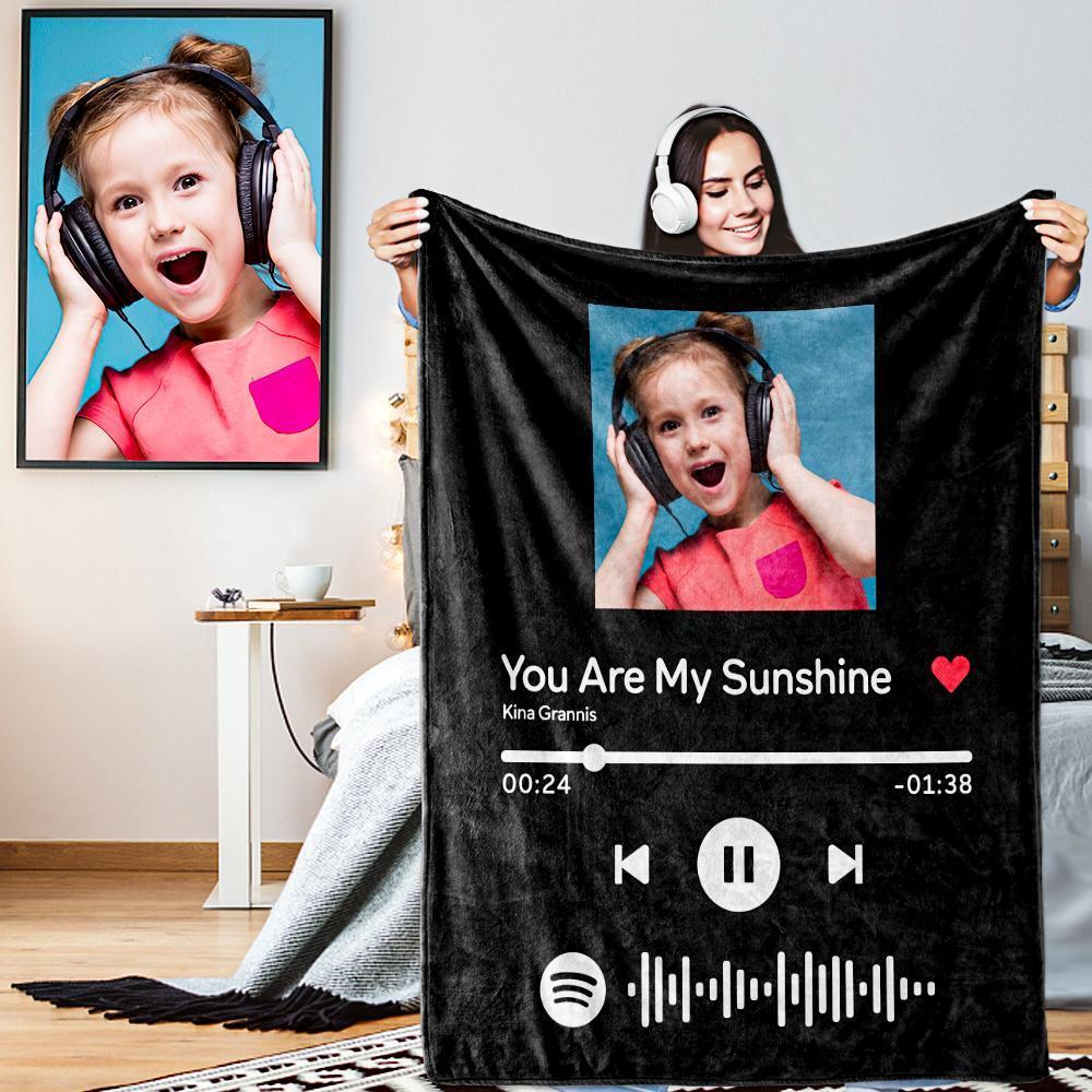 Custom Spotify Code Music Blanket Personalized Photo Fleece Blankets Red