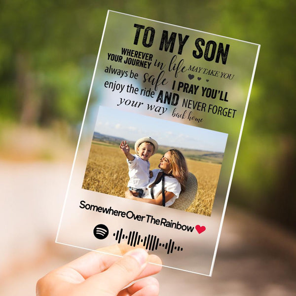 Personalised Music Plaque Spotify Acrylic Plaque To My Son Gifts For Boys