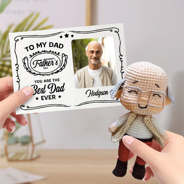 Custom Crochet Doll Handmade Mini Look alike Dolls with Personalized Card Gifts for Dad - Myphotomugs