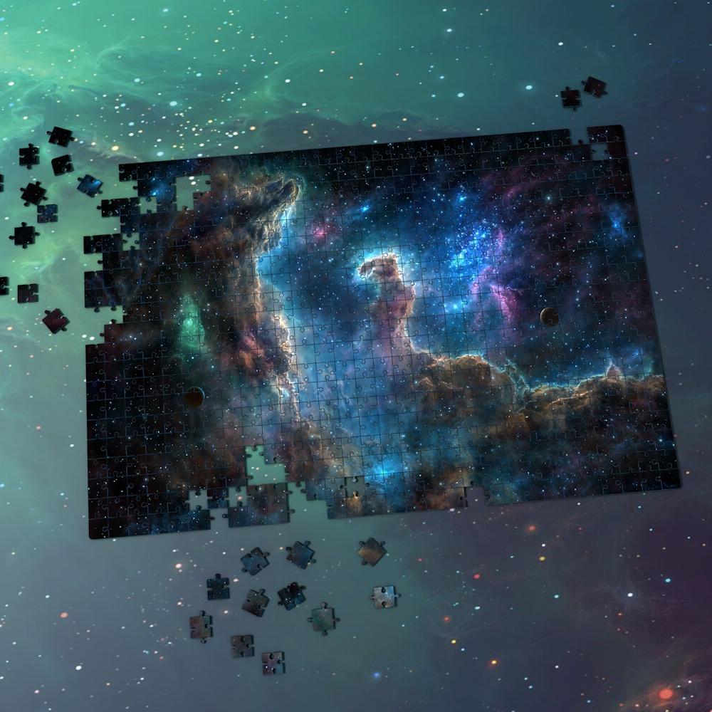 Space Themed Jigsaw Puzzle Starry Sky For Adults And Kids - Blue-purple Nebula