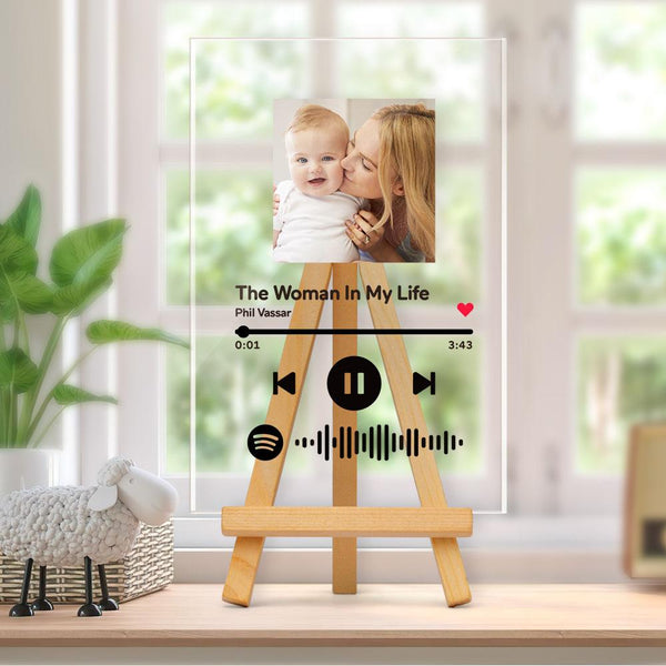 Spotify Acrylic Glass Art Custom Spotify Code Music Plaque With Wooden Stand Best Photo Gift For Mother