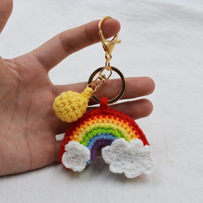 Rainbow Handmade Knitted Keychain Cute Crochet Key Pendant Bag Decoration Gifts - Myphotomugs