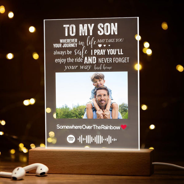 Personalised Spotify Photo Engraved Text Night Light Gifts To My Son Gifts for Boys