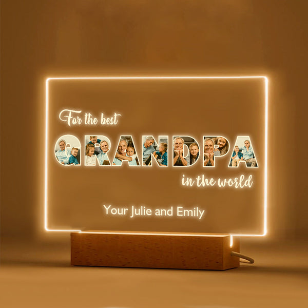 Custom Night Light Personalized Photo Acrylic Lamp Father's Day Gifts for Grandpa - Myphotomugs