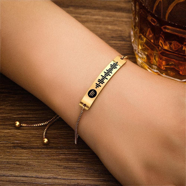Spotify Code Bracelet Stainless Steel Custom Bracelet Gold