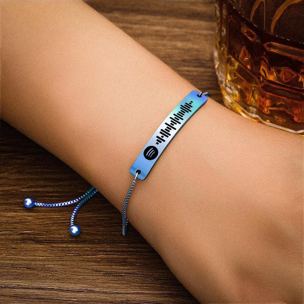 Spotify Code Bracelet Stainless Steel Custom Bracelet Blue