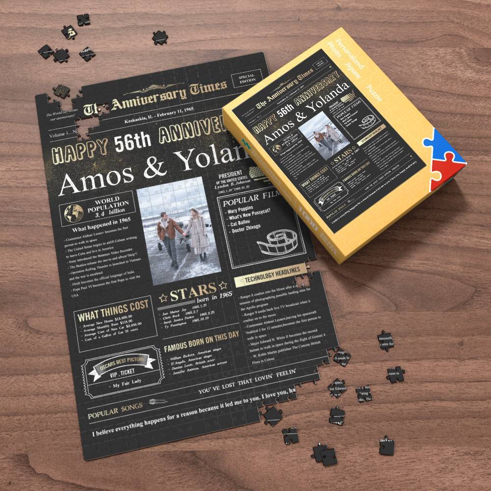 100 Years History News Custom Photo Jigsaw Puzzle Newspaper Decoration 56th Anniversary Gift  56th Birthday Gift Back in 1965