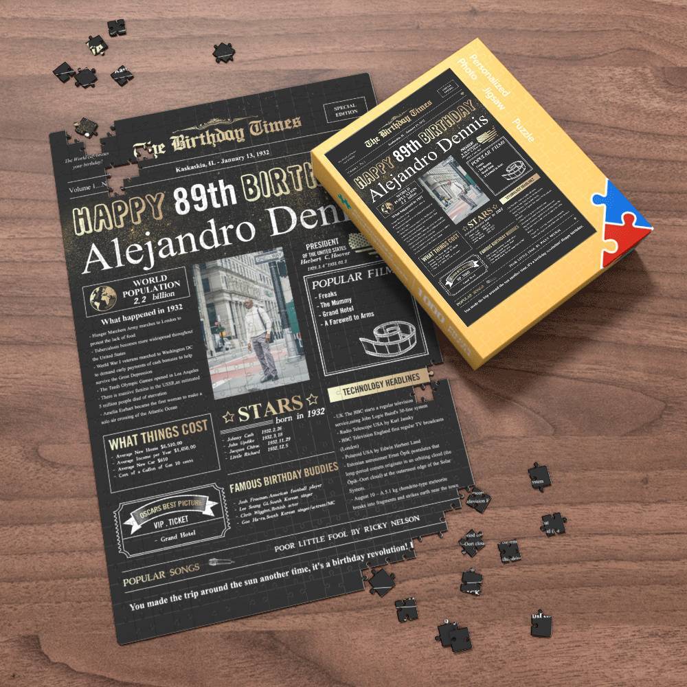 100 Years History News Custom Photo Jigsaw Puzzle Newspaper Decoration 89th Anniversary Gift  89th Birthday Gift Back in 1932