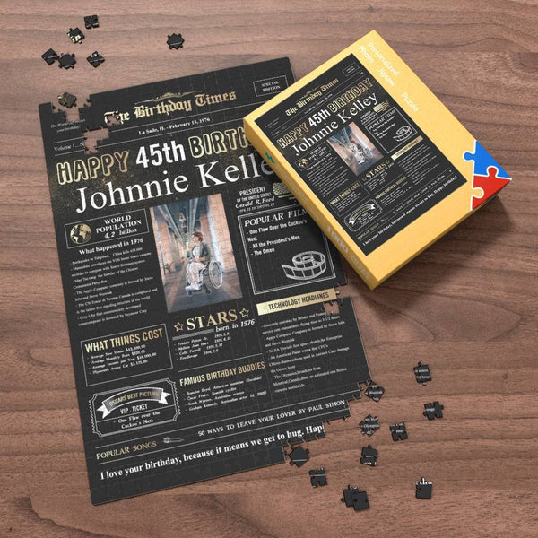 100 Years History News Custom Photo Jigsaw Puzzle Newspaper Decoration 45th Anniversary Gift  45th Birthday Gift Back in 1976